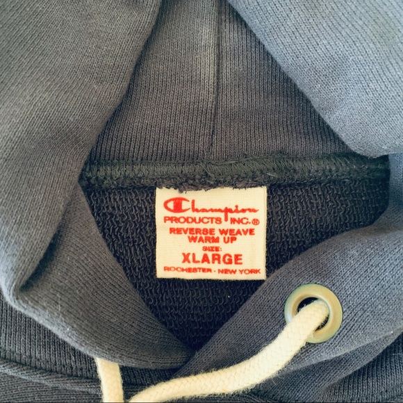 Champion Reverse Weave Logo Script Hoodie-Navy-XL - Picture 5 of 5